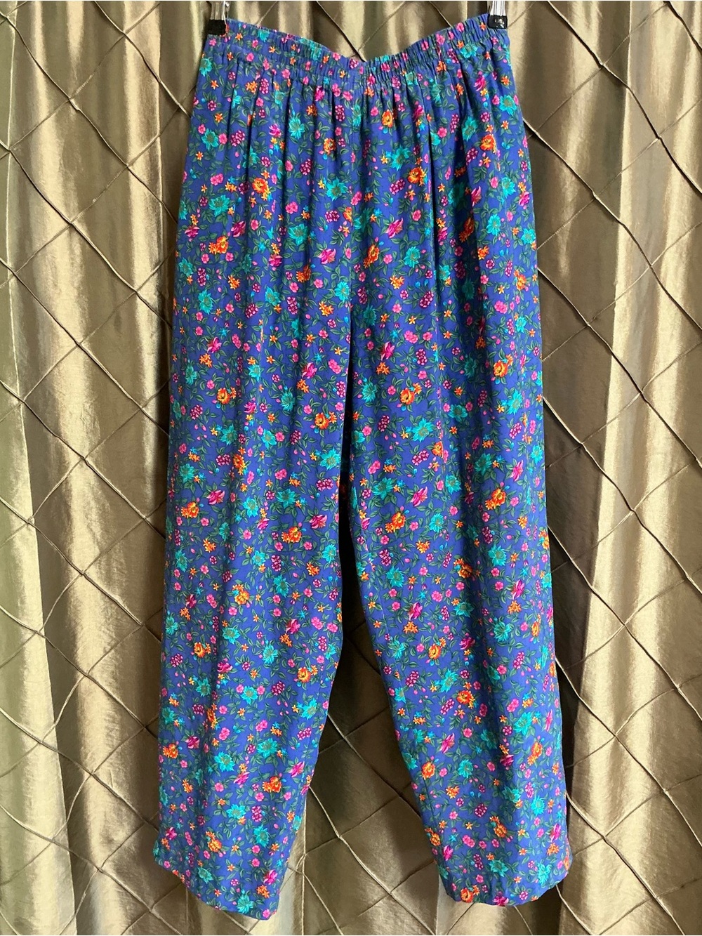 EUC- Vintage Liz Claiborne 100% Silk Floral Pull-on Pant